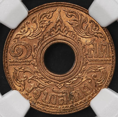 修遠堂世界钱币第111期 - NGC MS66RD 1941年泰国1萨当铜币 高分满铜光 