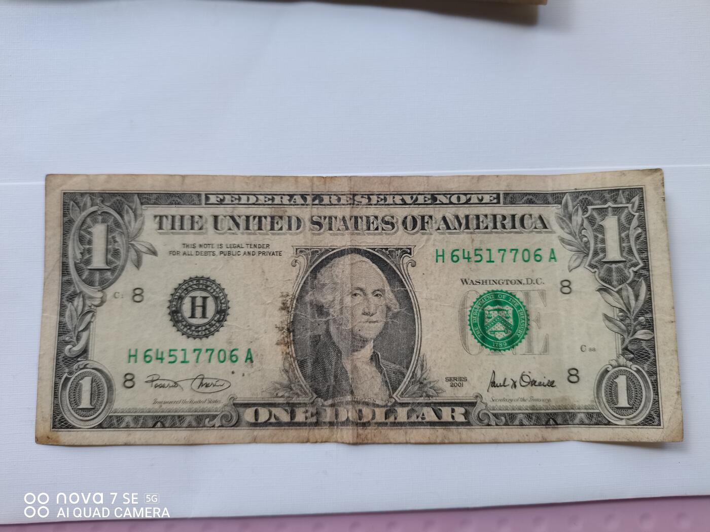 纸币 美国壹圆