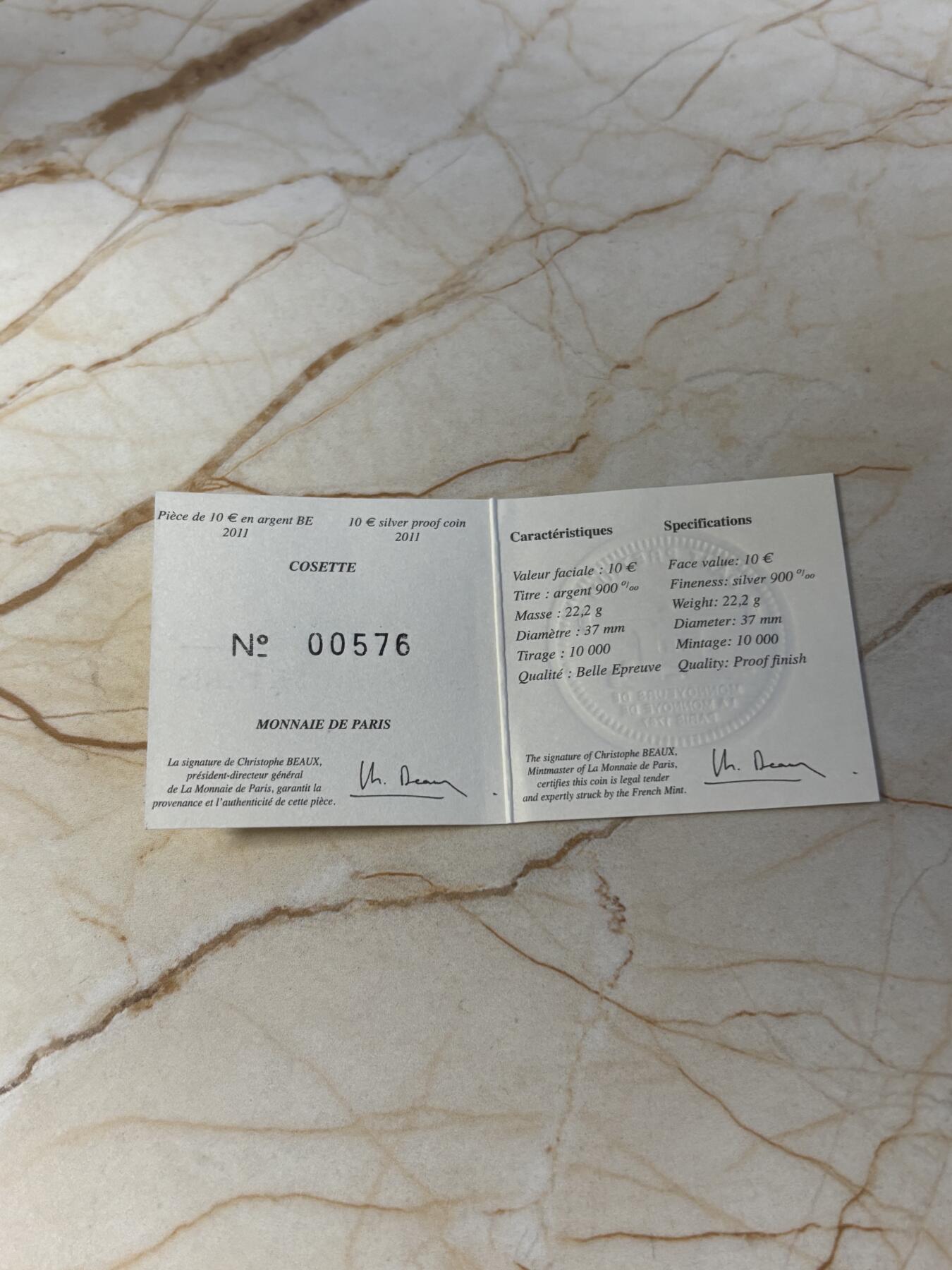 第197期拍卖 法国2011年纪念银币3枚套，900银，22.2克*3，发行10000枚