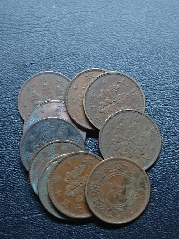 松南世界钱币——260409 日本大正昭和年号桐叶一钱1钱铜币10枚2