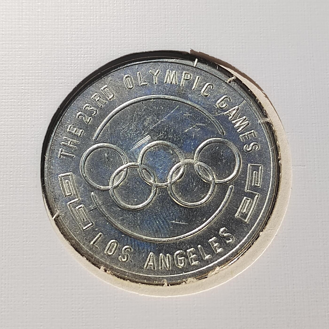 PCAI钱币  10-803 钱币邮票小专场 1984年洛杉矶奥林匹克运动会纪念章  带原封装 