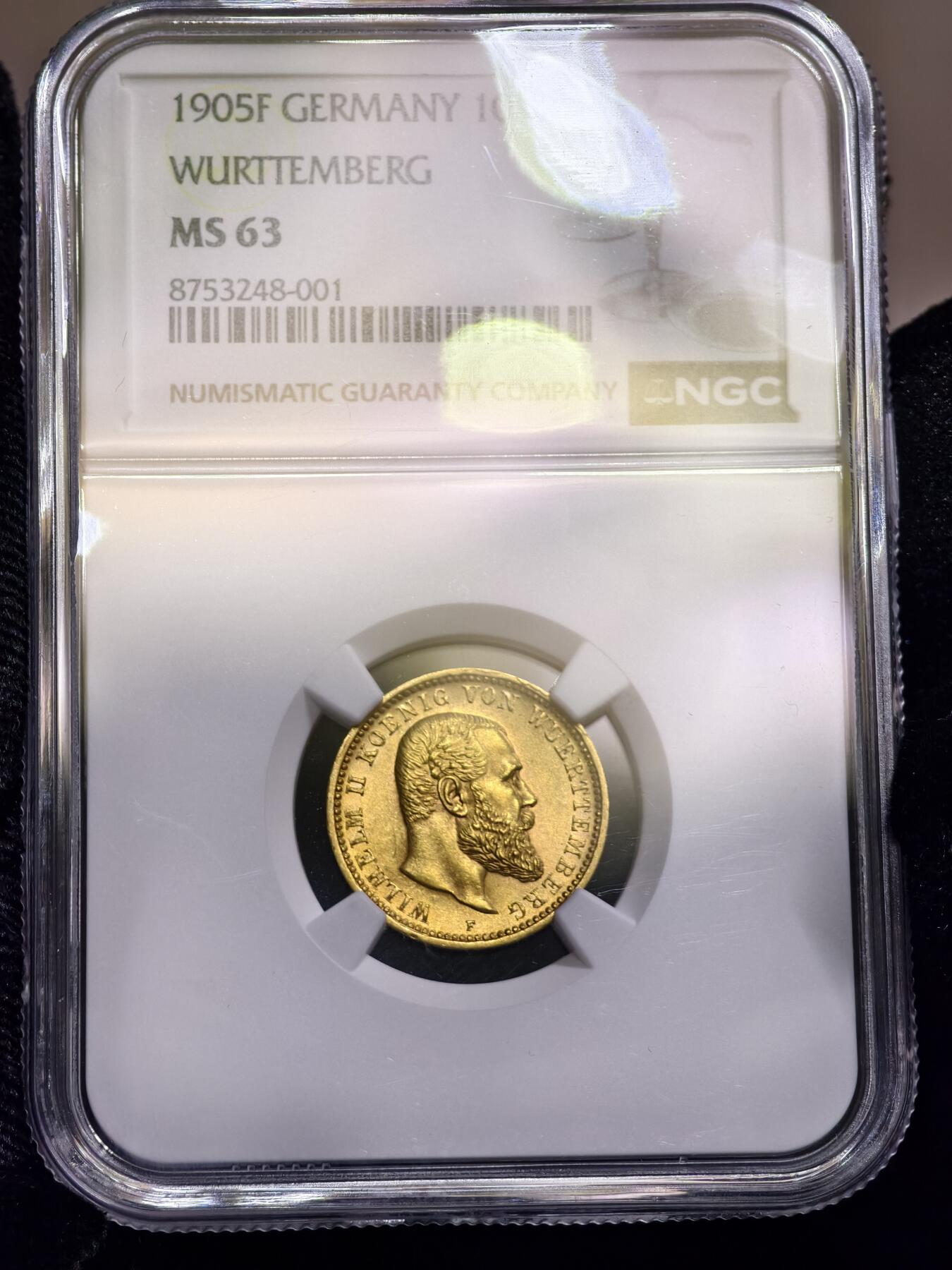 NGC-MS63德国1905年符腾堡10马克金币
