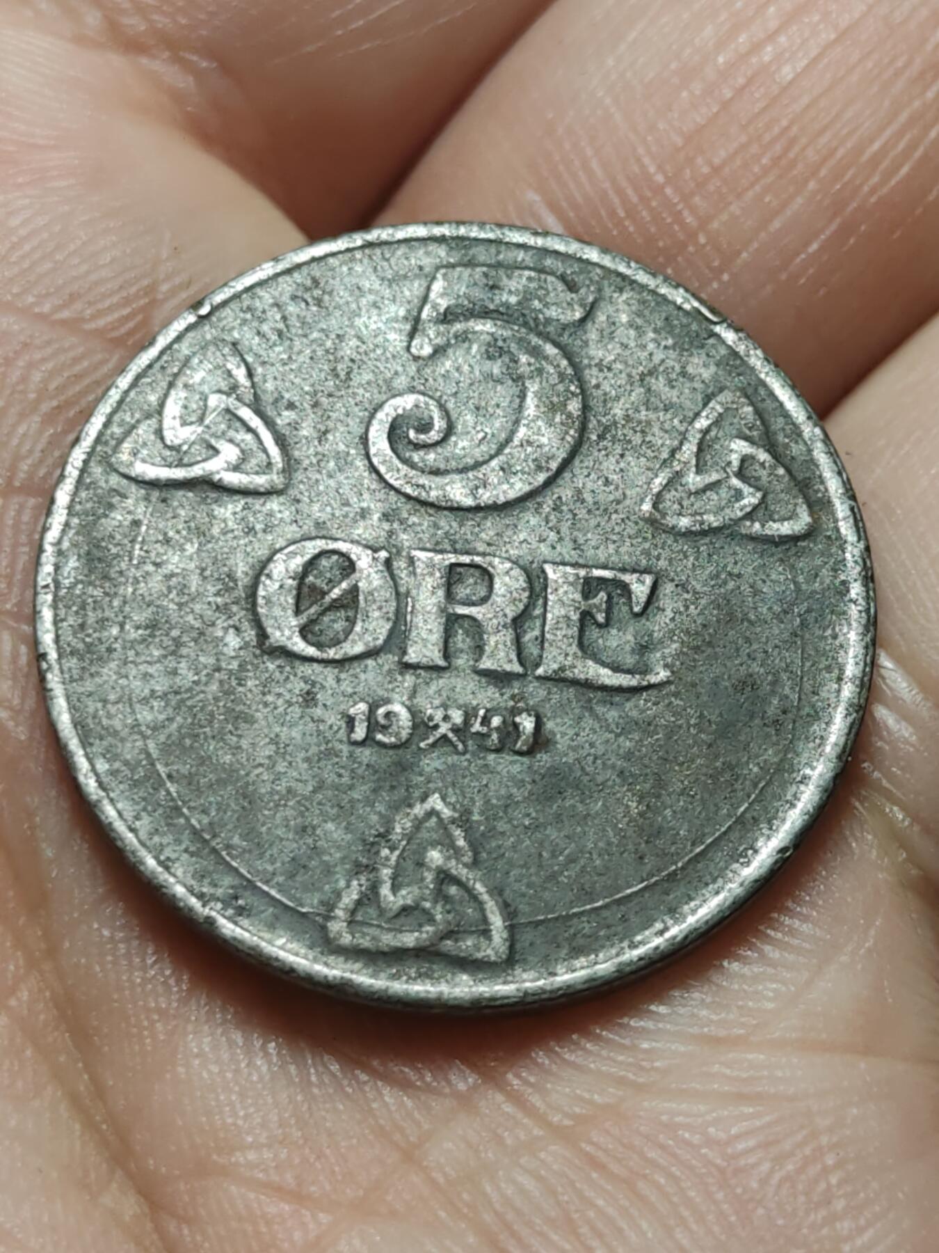 2026年第四十三场(总第二百一十二场）外国好品散币场(免佣金) 挪威🇳🇴1941年5欧尔铁币(哈康七世第四版，二战时期发行)