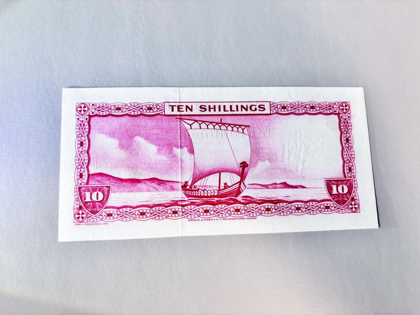 【Blue Auction】世界纸币精拍第808期——18级TOP拍卖/信誉/品质/专业/高效💫 【A冠无47】马恩岛 1961年10先令 戎装女王 BWC出品 全新UNC