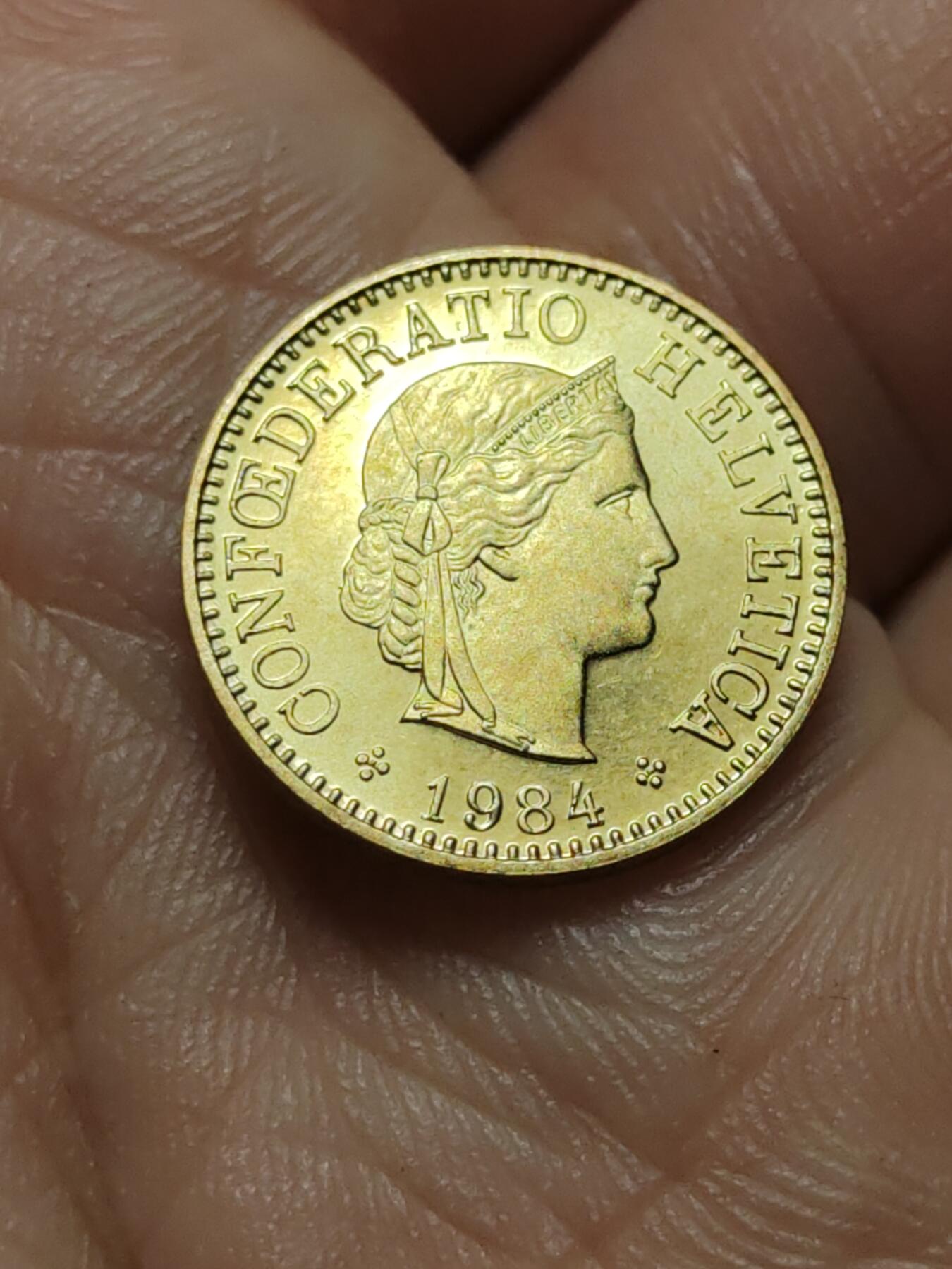 2026年第四十三场(总第二百一十二场）外国好品散币场(免佣金) 好品–瑞士🇨🇭1984年5拉彭(第五版，无标版)