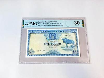 【Blue Auction】世界纸币精拍第808期——18级TOP拍卖/信誉/品质/专业/高效💫 - 【p3】赞比亚 1964年5镑 经典角马 维多利亚大瀑布 PMG30