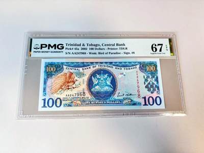 【Blue Auction】世界纸币精拍第808期——18级TOP拍卖/信誉/品质/专业/高效💫 - 【AA】特立尼达和多巴哥 2002年100元 PMG67EPQ 