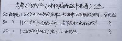 公藏第63期裸卡拍卖 内蒙古田村卡（呼和浩特开通）3全品相钢印码见描述。