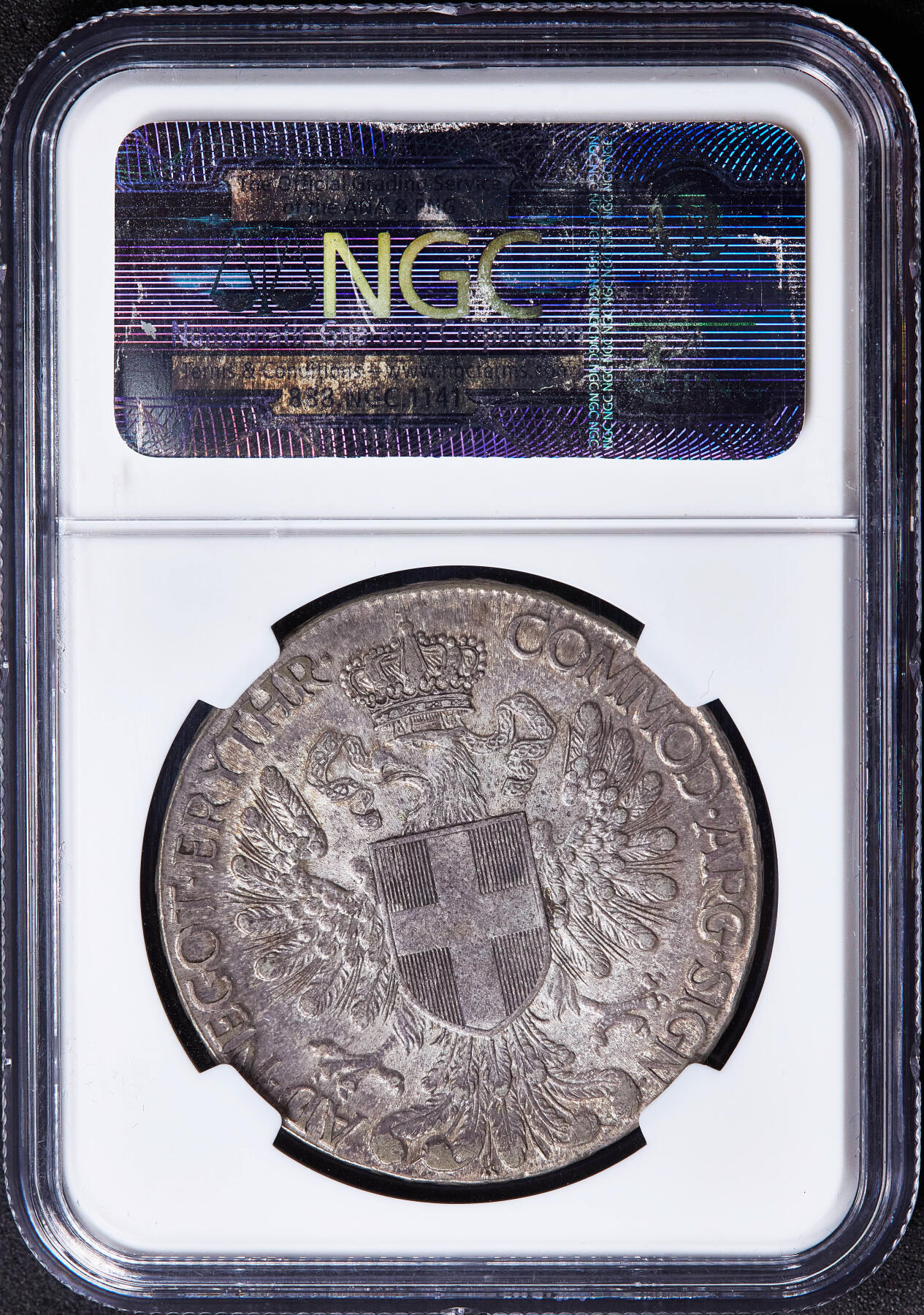 【俄甄集藏】满园春色-2026年(051)04-22星期三 晚 19:30 全场包邮 意属厄立特里亚1918年R版威尼斯女神（海神妻子安菲特里忒演变的拟人化形象）1泰勒大银币，NGC AU50，罗马造币厂，黄油彩包浆，底光犹存，名誉品种