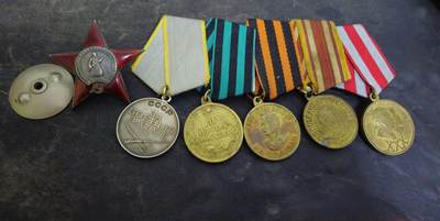 各国勋章奖章拍卖第53期，五一劳动节专场 - 苏联红星勋章788025号，1944年大尉指挥高炮连作战出色获得，配攻克柯尼斯堡，战胜德国，战胜日本，战功奖章，建军30年