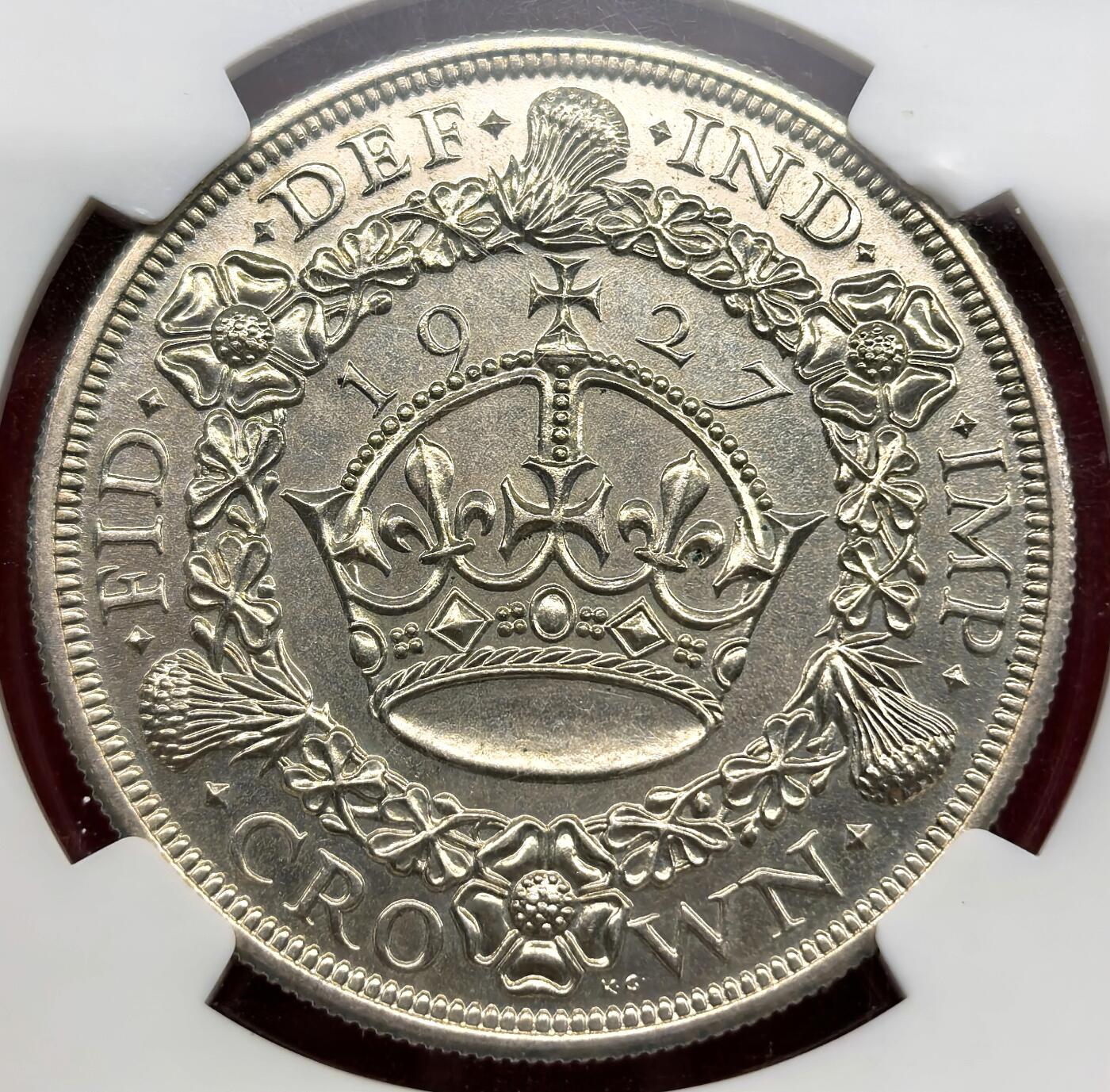 凡希社世界钱币微拍第三百二十二期 1927英国乔五花冠克朗大银精铸NGC-PF63