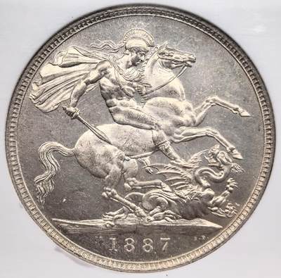 凡希社世界钱币微拍第三百二十二期 - 1887英国老维高冠克朗NGC-MS63