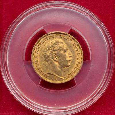 凡希社世界钱币微拍第三百二十二期 - 1910德国威廉二世20马克金币AU近未品