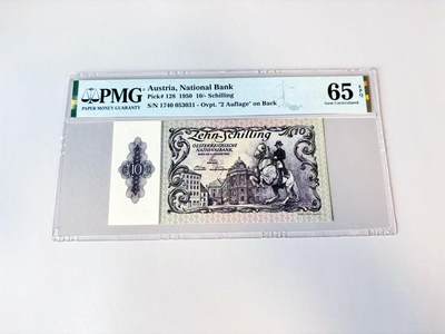【Blue Auction】世界纸币精拍第808期——18级TOP拍卖/信誉/品质/专业/高效💫 - 【p128 无47】奥地利 1950年10先令 PMG65EPQ 