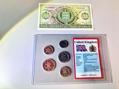 【Blue Auction】世界纸币精拍第808期——18级TOP拍卖/信誉/品质/专业/高效💫 - 根西 1镑 UNC品相&英国硬币套装 