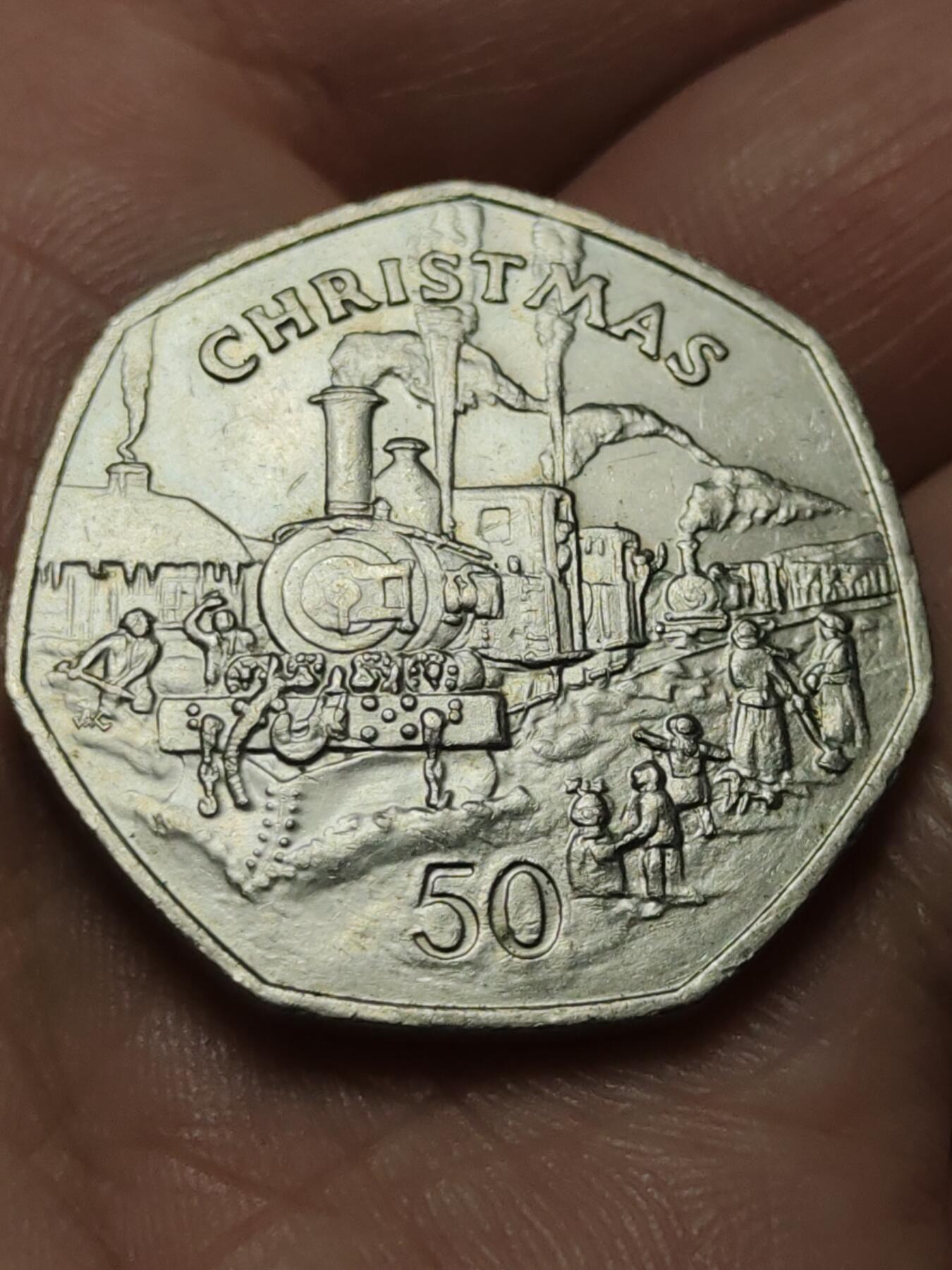 2026年第四十三场(总第二百一十二场）外国好品散币场(免佣金) 稀少品种–英属马恩岛🇮🇲1984年50便士(1984圣诞纪念币，发行量60000枚)