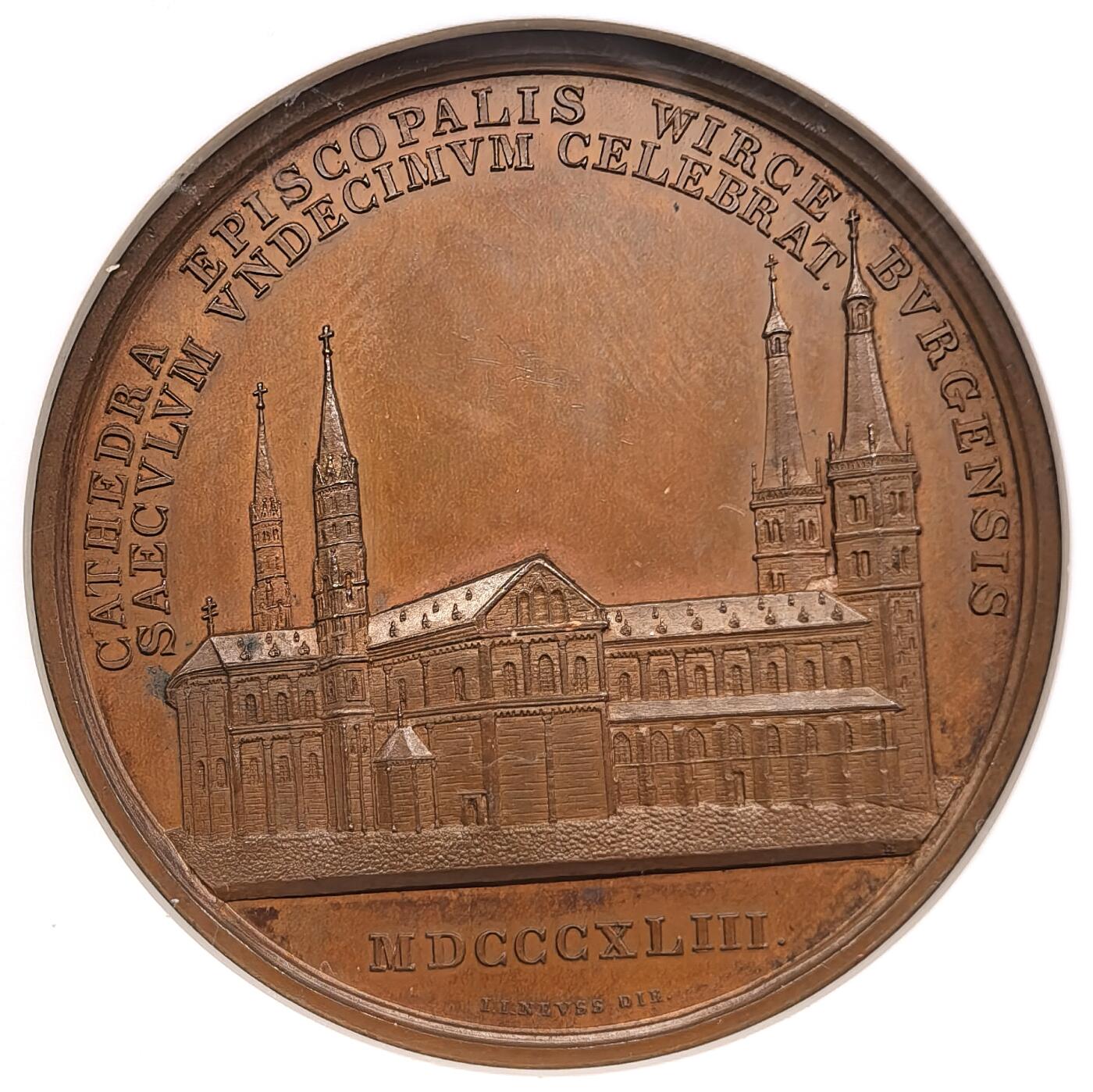 凡希社世界钱币微拍第三百二十二期 1843德国维尔茨堡修道院纪念铜章NGC-MS63