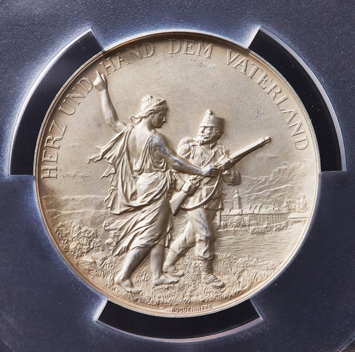 【俄甄集藏】满园春色-2026年(051)04-22星期三 晚 19:30 全场包邮 瑞士1897年纪念索洛图恩-奥尔滕射击节大银章，PCGS SP63，黄油彩包浆，高浮雕，经典品种，直径：45mm