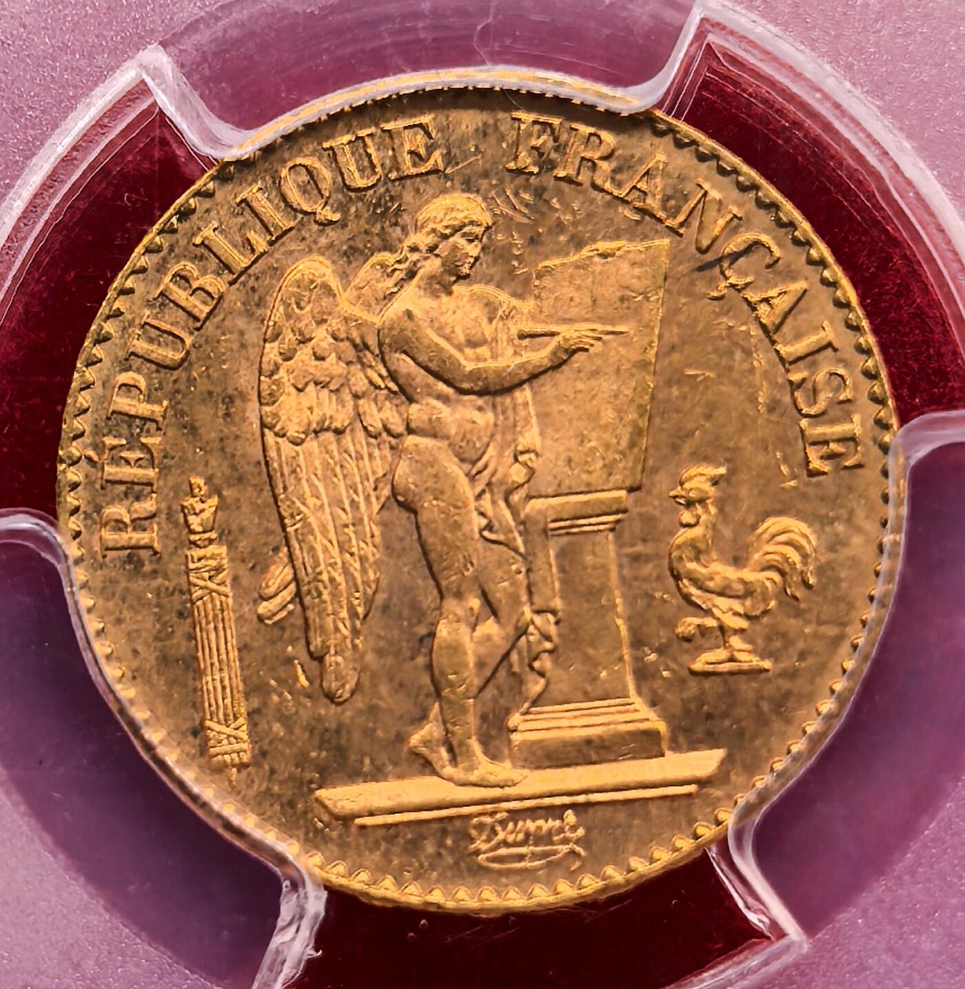 凡希社世界钱币微拍第三百二十二期 1896A法国天使20法郎金币PCGS-MS63