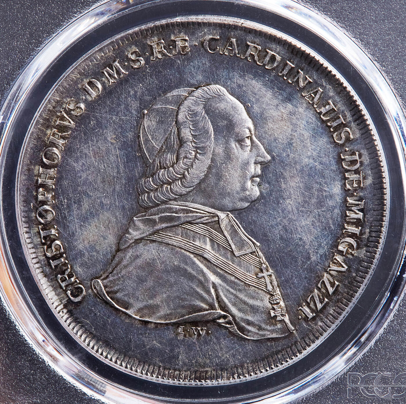 【俄甄集藏】满园春色-2026年(051)04-22星期三 晚 19:30 全场包邮 神圣罗马帝国-奥地利维也纳主教区1781年克里斯托夫·安东·冯·米加齐大主教1泰勒大银币，PCGS MS62，酱彩包浆，底板凝霜，发行量只有2000枚，稀少品种