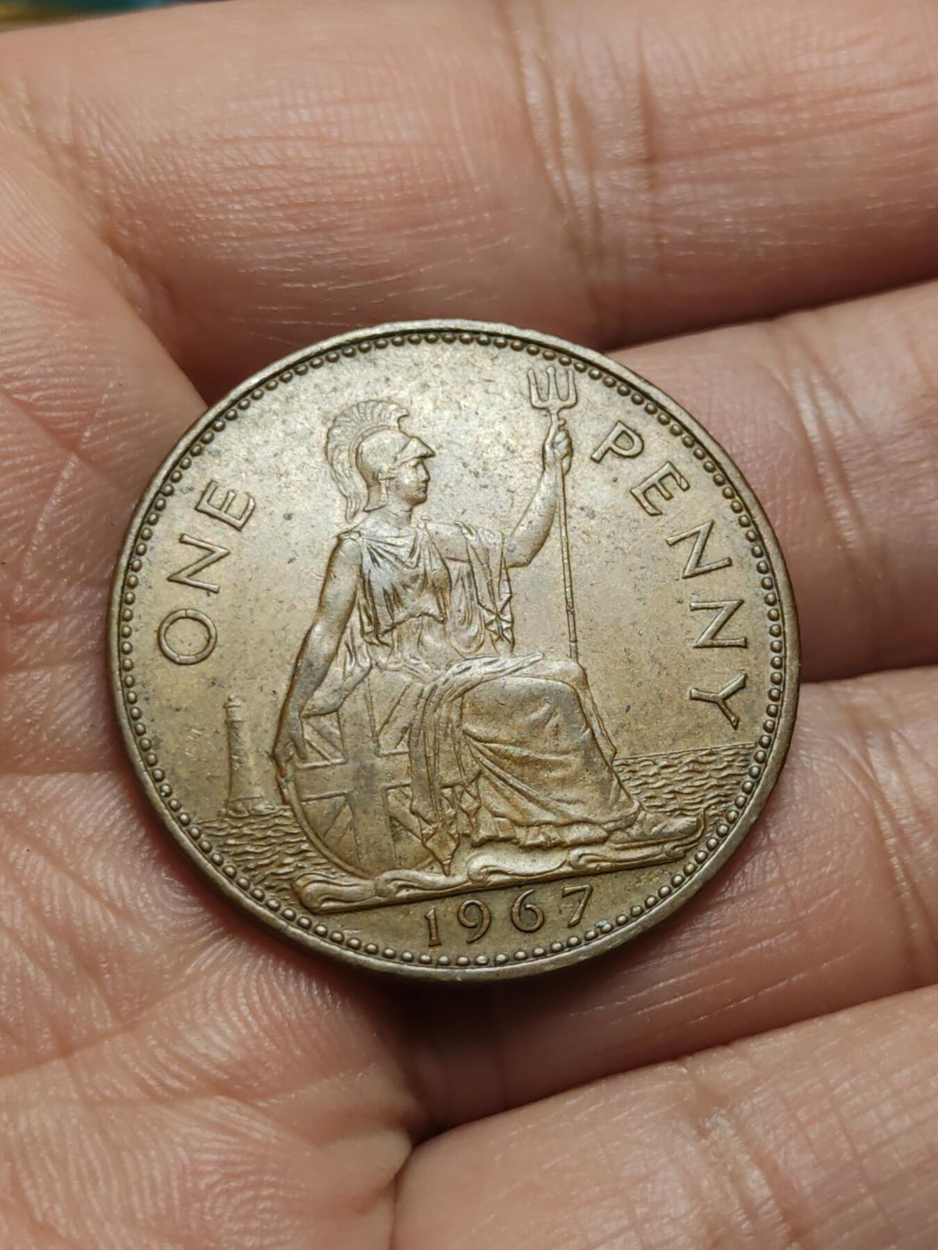 2026年第四十三场(总第二百一十二场）外国好品散币场(免佣金) 英国🇬🇧1967年1便士(伊丽莎白二世青年桂冠第二版，普制币关门年)