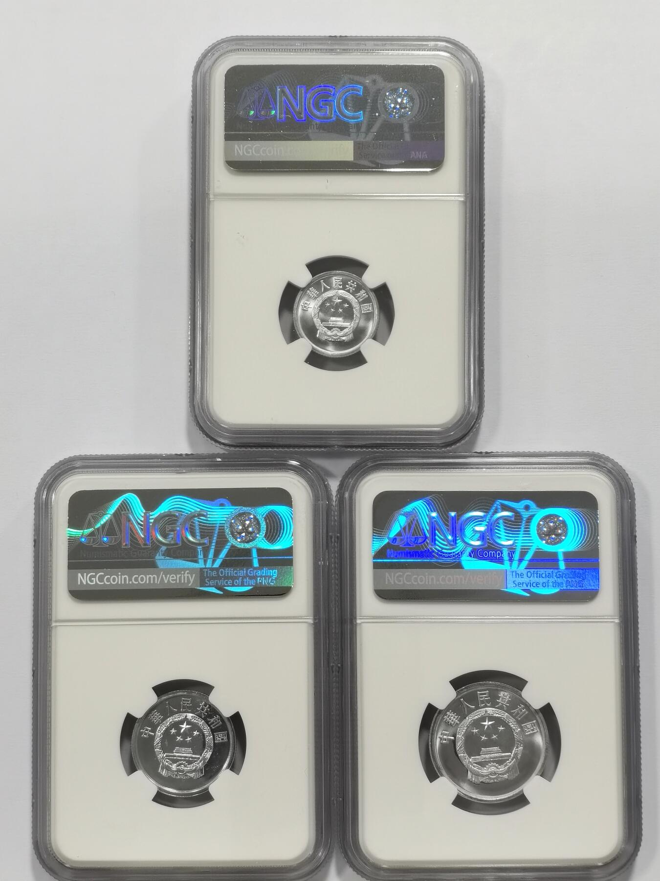 博洋堂世界钱币拍卖第168期（全场包邮） NGC PF66/66CAMEO 中国1994年壹分、贰分、伍分一套3枚