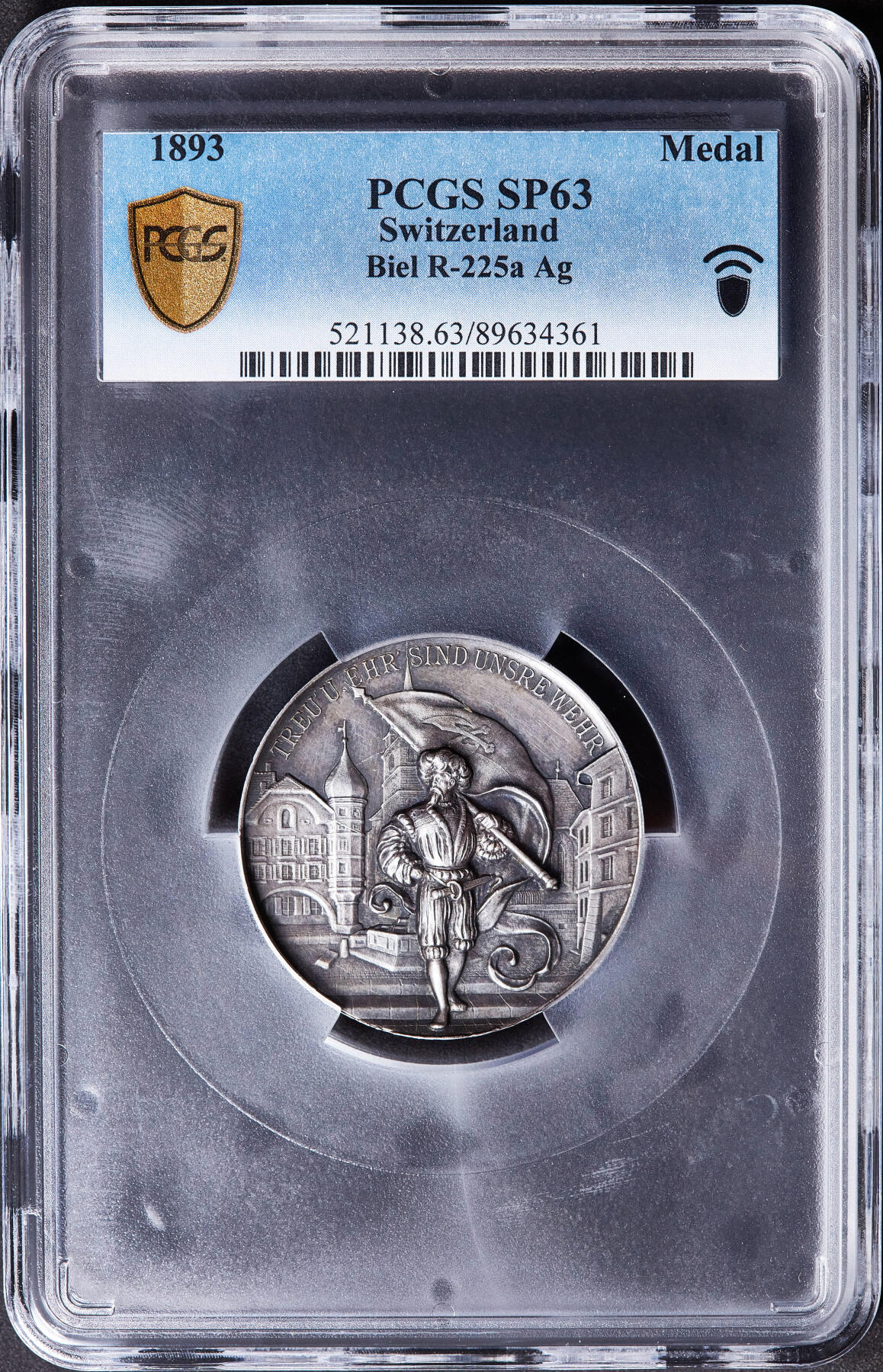 【俄甄集藏】满园春色-2026年(051)04-22星期三 晚 19:30 全场包邮 瑞士1893年纪念伯尔尼射击节大银章，PCGS SP63，酱彩包浆，高浮雕，经典品种，直径：45mm