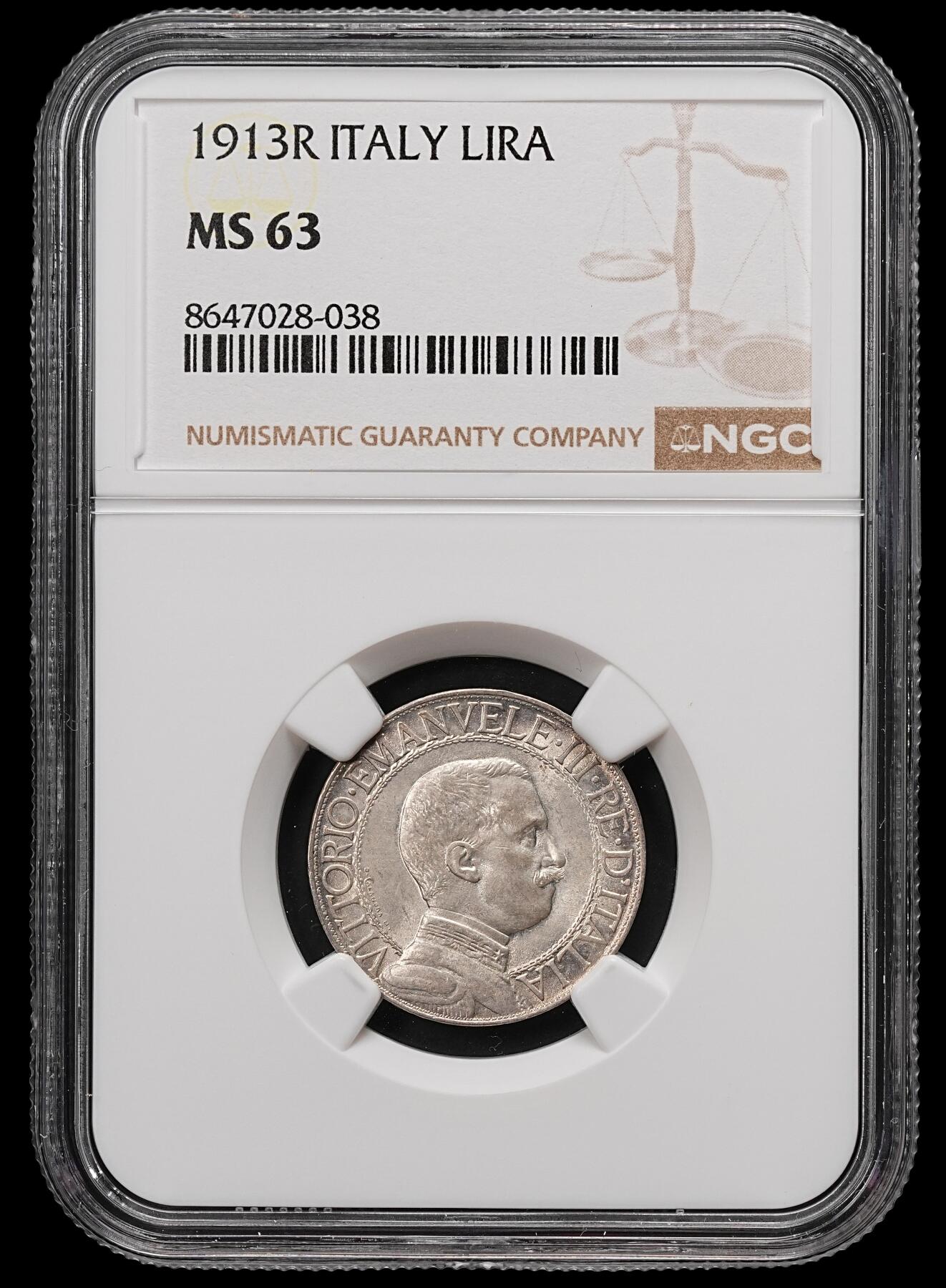 修遠堂世界钱币第111期 NGC MS63 1913年意大利圈版马车1里拉银币