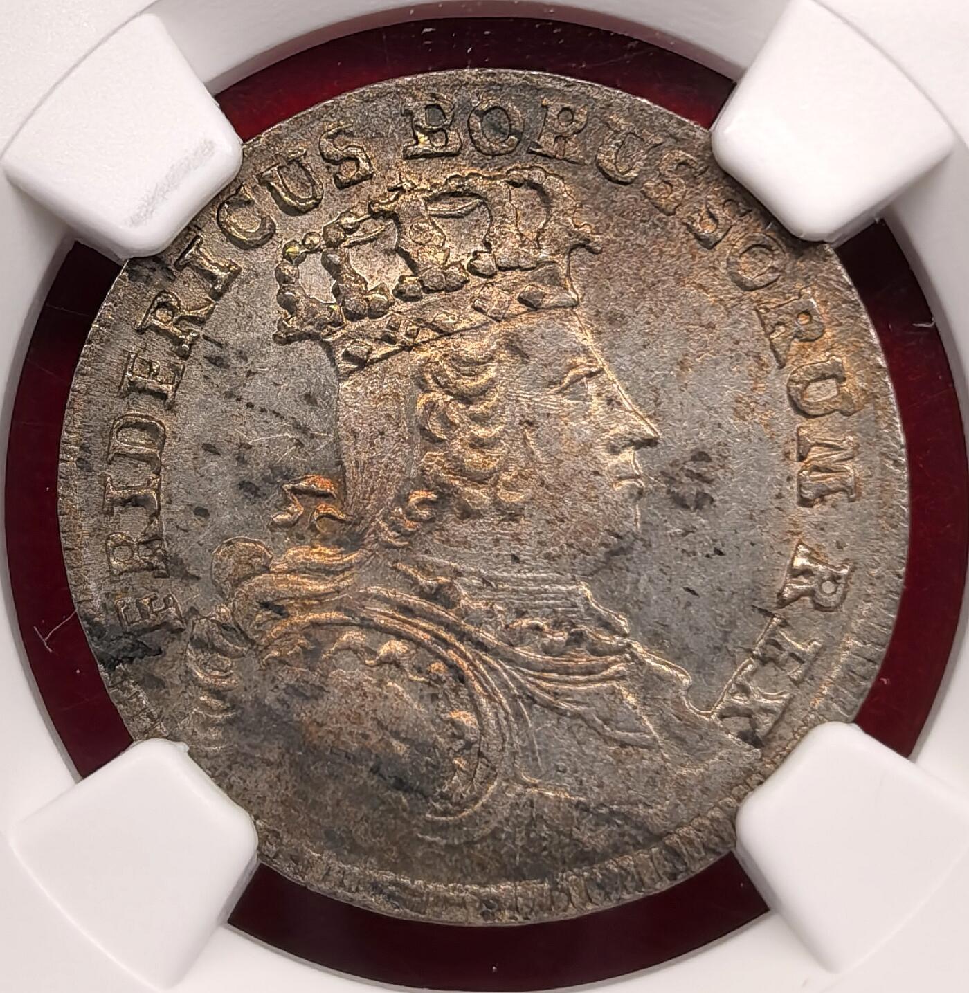 凡希社世界钱币微拍第三百二十二期 1755普鲁士王国腓特烈大帝6Gro银币NGC-MS62