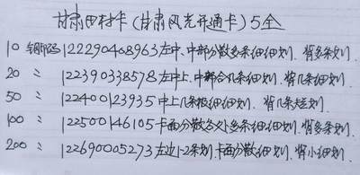 公藏第63期裸卡拍卖 甘肃田村卡（甘肃风光开通）5全品相钢印码见描述。