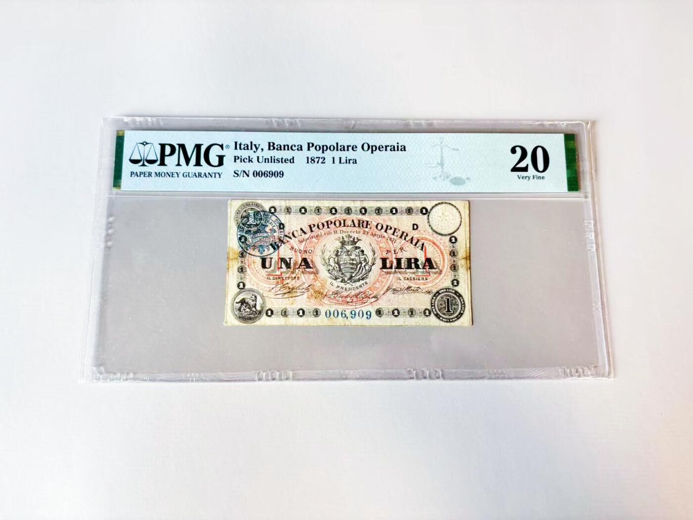 【Blue Auction】世界纸币精拍第808期——18级TOP拍卖/信誉/品质/专业/高效💫 【一组2张 含无47】比利时 1944-45年500法郎 大胡子 PMG25&意大利 早期 1872年1里拉 倒置小号 PMG20