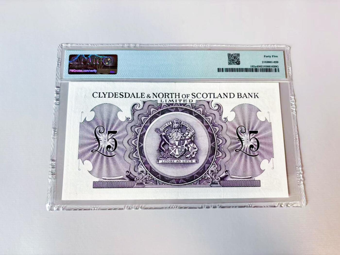 【Blue Auction】世界纸币精拍第808期——18级TOP拍卖/信誉/品质/专业/高效💫 苏格兰 1953年5镑 PMG45 大票幅