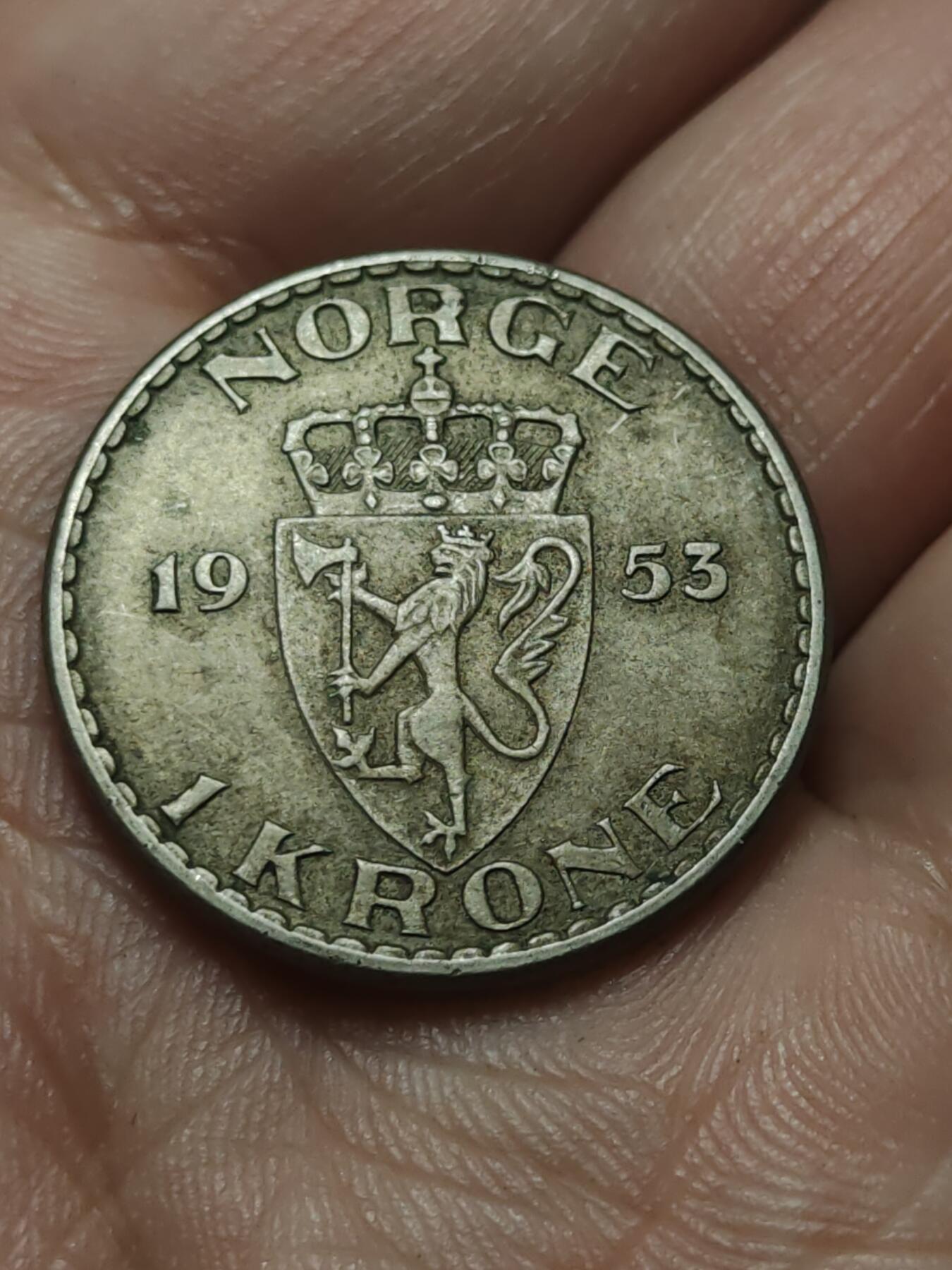 2026年第四十三场(总第二百一十二场）外国好品散币场(免佣金) 挪威🇳🇴1953年1克朗(哈康七世第四版首发年)