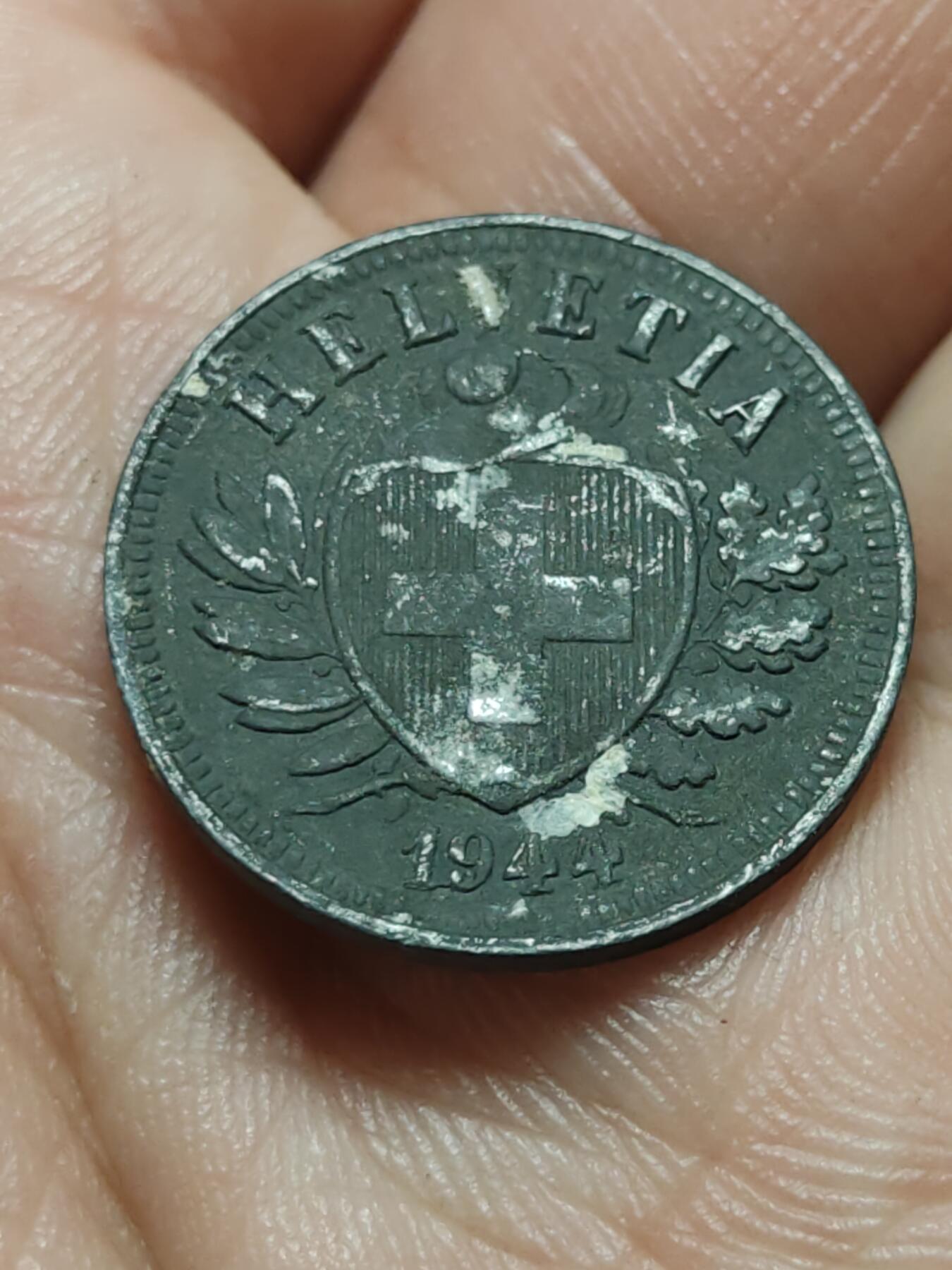 2026年第四十三场(总第二百一十二场）外国好品散币场(免佣金) 瑞士🇨🇭1944年2拉彭锌币(第四版，二战期间发行，B标伯尔尼造)