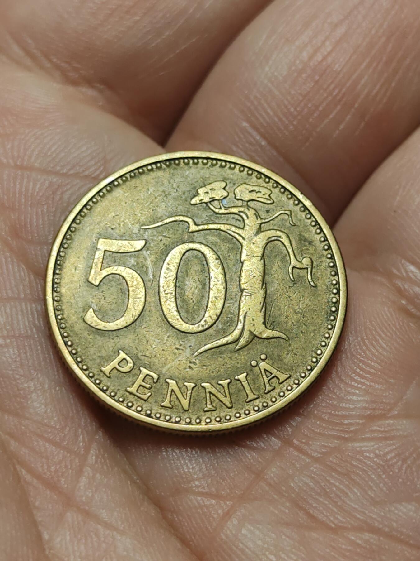 2026年第四十三场(总第二百一十二场）外国好品散币场(免佣金) 芬兰🇫🇮1963年50盆尼(第三套流通硬币，S标)