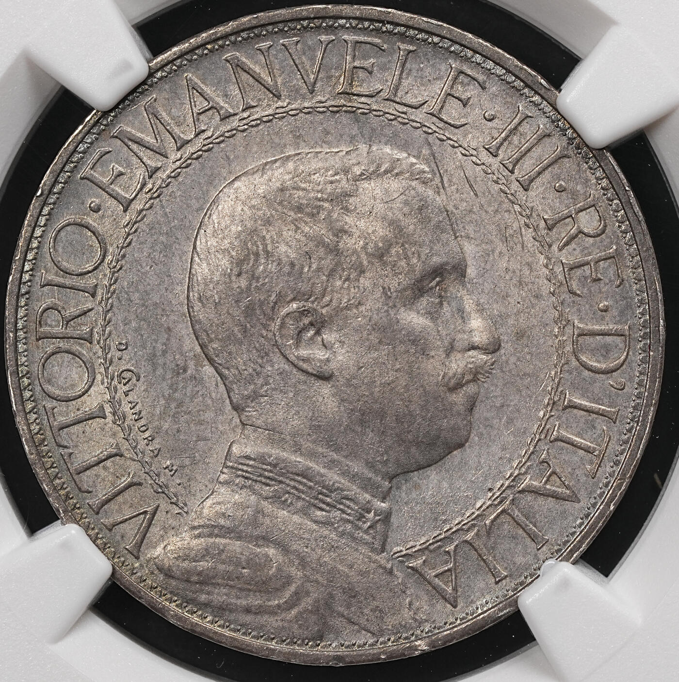 修遠堂世界钱币第111期 NGC MS63 1912年意大利圈版马车2里拉银币，少见品种，纸袋包浆