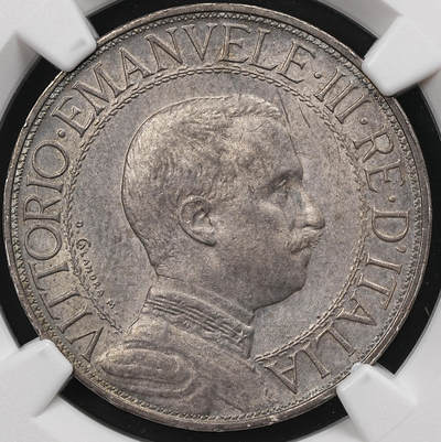 修遠堂世界钱币第111期 - NGC MS63 1912年意大利圈版马车2里拉银币，少见品种，纸袋包浆