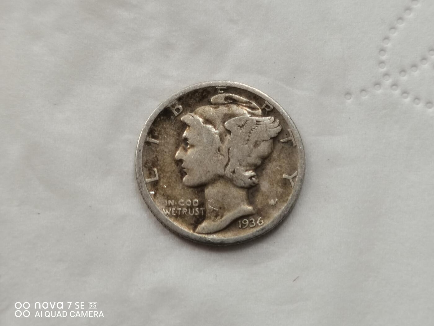 硬币十银币 1936年美国10分银币