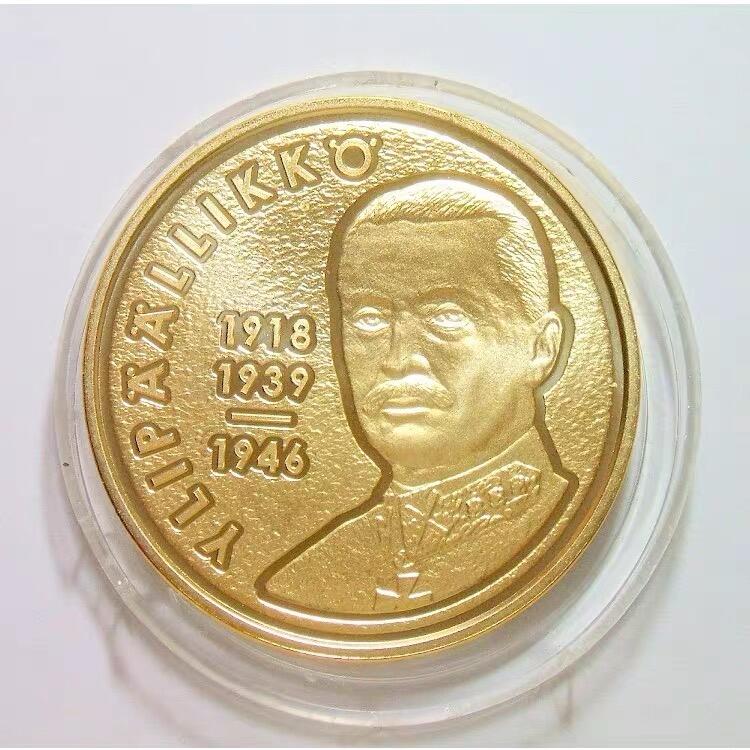 【旋风钱币】4月18日19:00准时开拍 精美欧洲币章、银币银章、第三帝国钱币等 全场包邮！ 芬兰国父曼纳海姆元帅+二战苏芬战争 高浮雕精制大镀金章 40MM