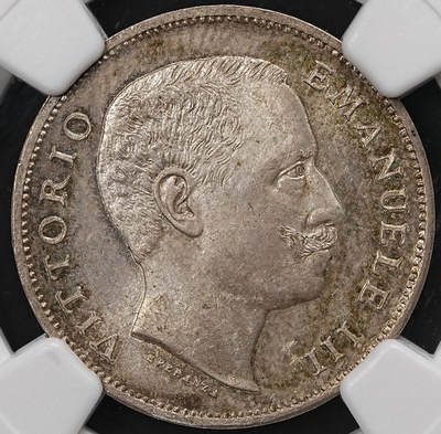 修遠堂世界钱币第111期 - NGC MS63 1907年意大利1里拉银币，纸袋包浆