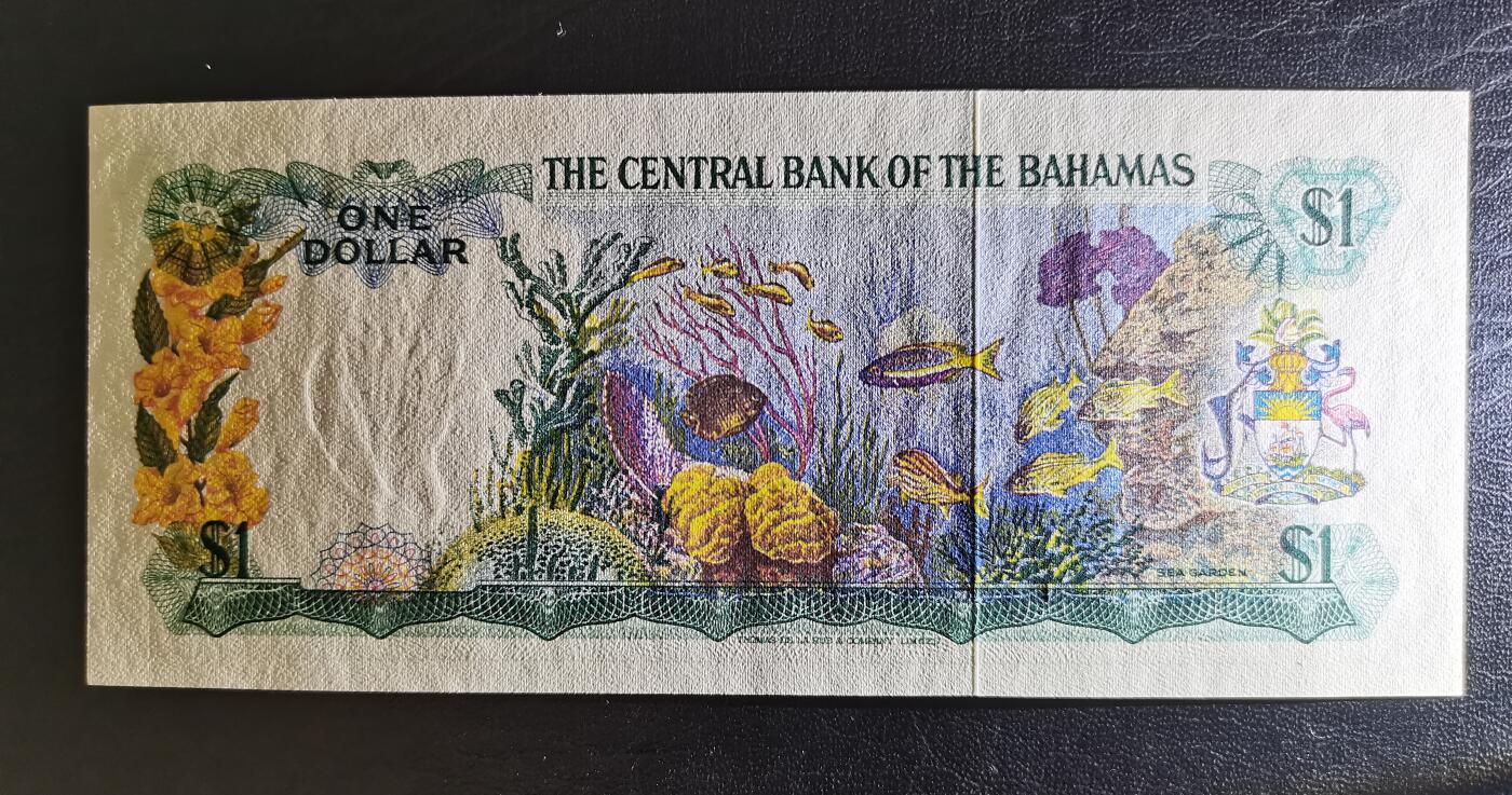 20260413期 【UNC】1973年巴哈马1元，背彩海底世界