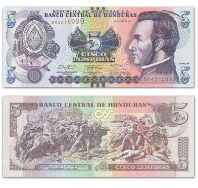 沈掌柜专场（全场保真） - 【豹子号999】美洲-洪都拉斯5伦皮拉纸币 2014年 P-98