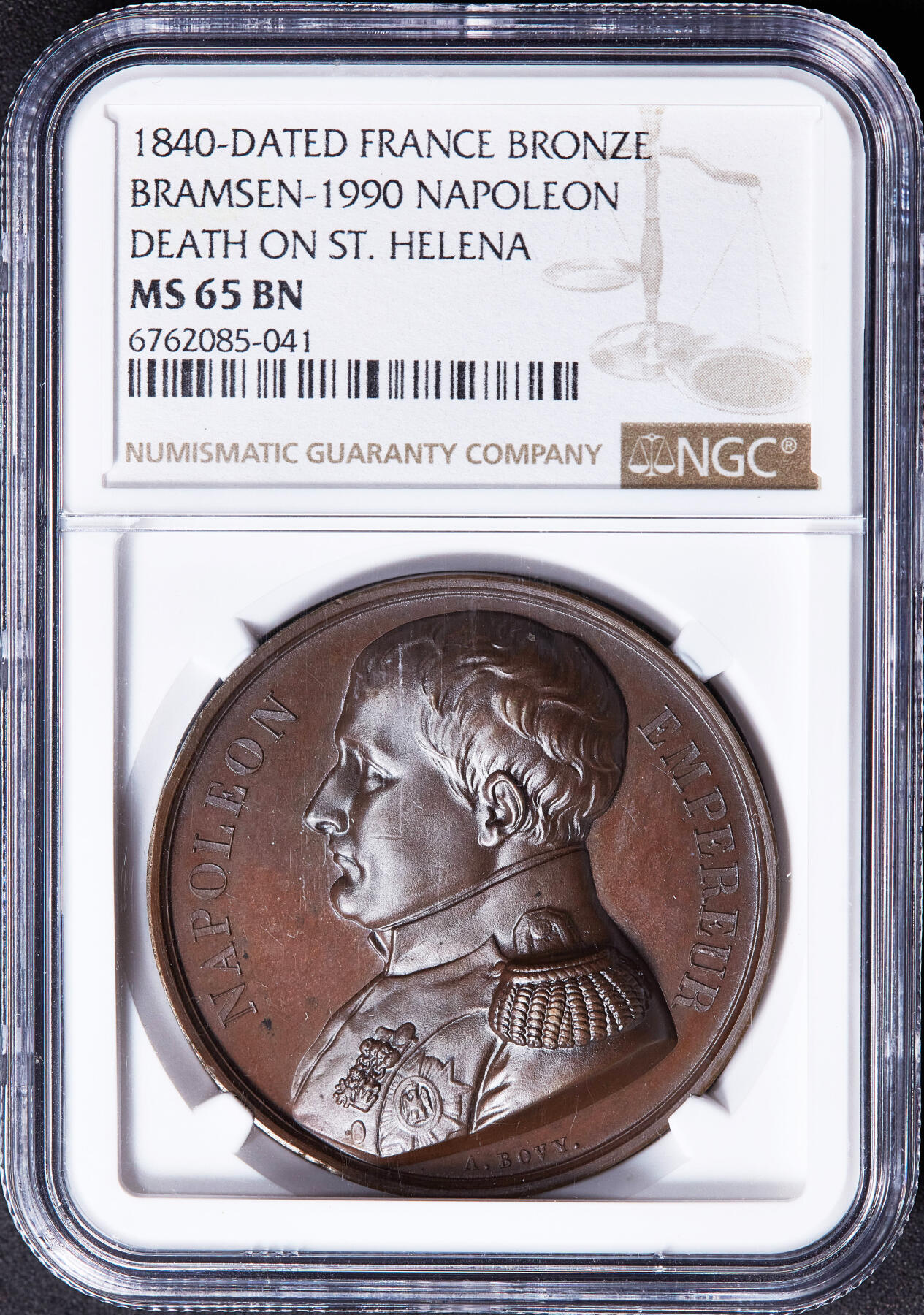 【俄甄集藏】满园春色-2026年(051)04-22星期三 晚 19:30 全场包邮 法国1840年纪念拿破仑遗体归葬法国大铜章，NGC MS65，高浮雕，巧克力包浆，类精制底板，高分难得