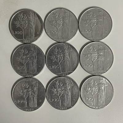 2026年第44场各国散币拍卖（总第194场） - 意大利100里拉9枚不同年份