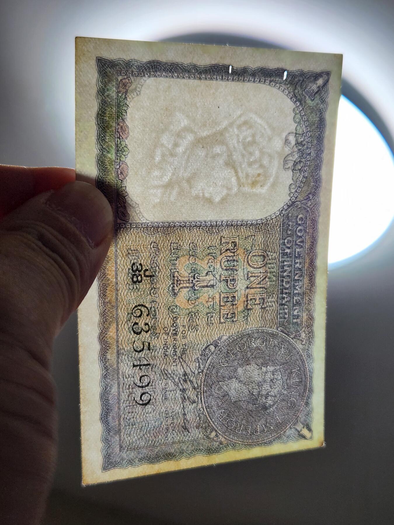 4月11号晚上8点 中外纸币自动截拍第55场 印度 1940年1卢比 首版 黑号 极美品近新难得