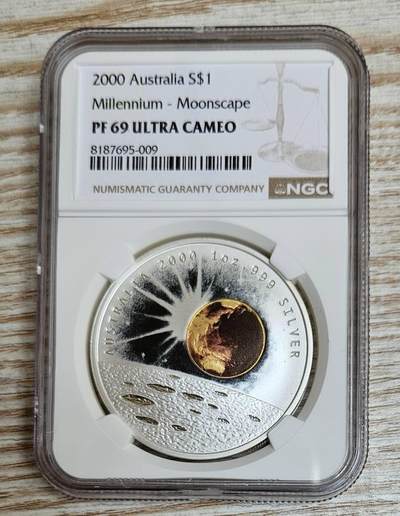 【币将精彩】世界钱币拍卖拍卖（2026-4-28） NGC澳大利亚2000年千禧年月球彩色银币