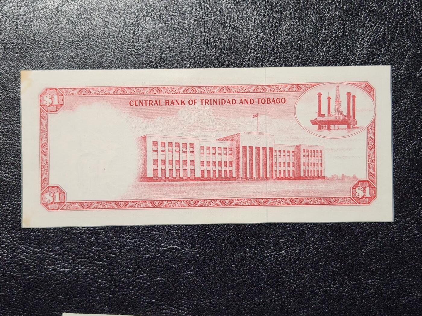 4月11号晚上8点 中外纸币自动截拍第55场 特立尼达和多巴哥1元纸币 1964-77年独立首版首签 新品有黄斑