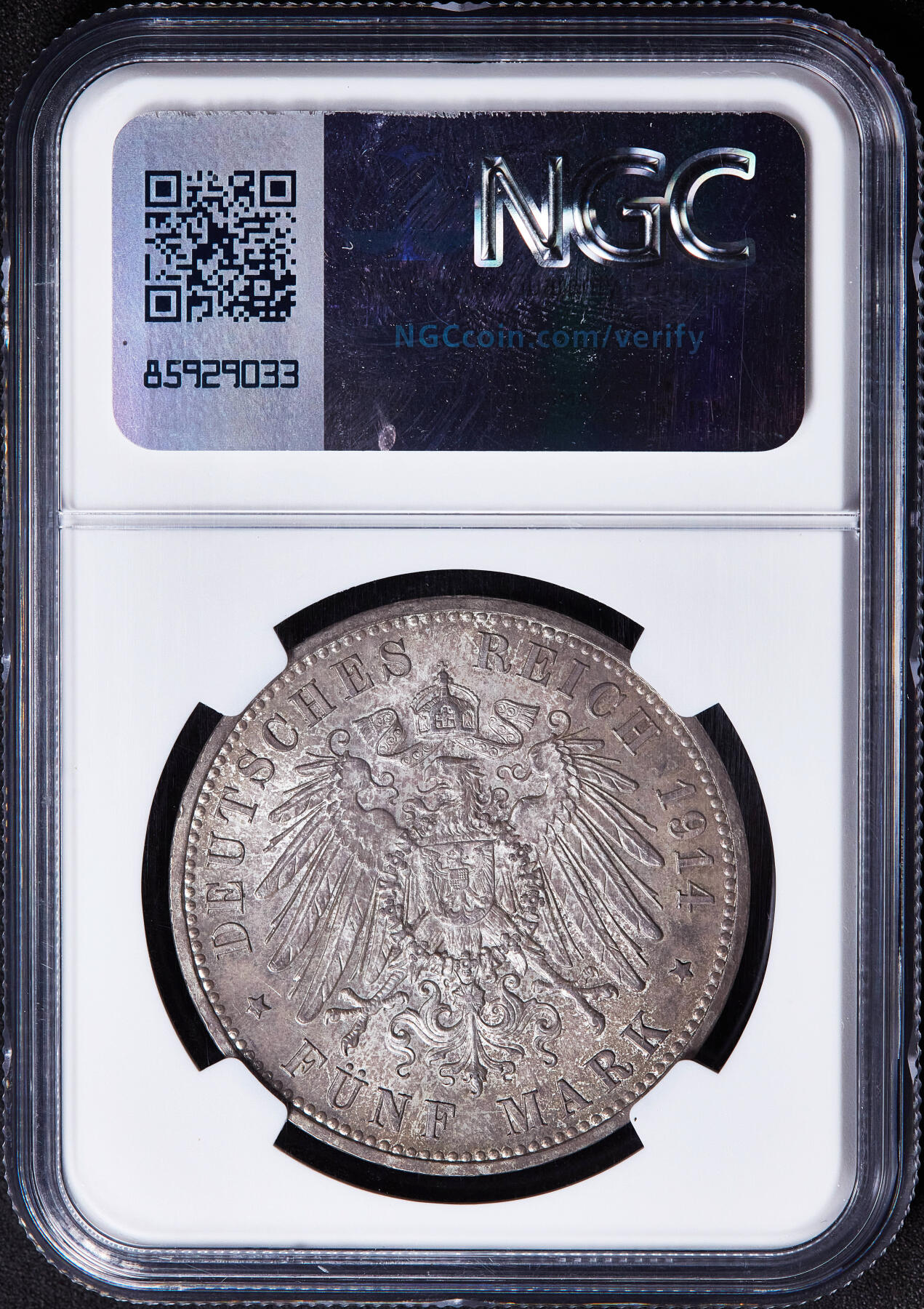 【俄甄集藏】满园春色-2026年(051)04-22星期三 晚 19:30 全场包邮 德国普鲁士1914年威廉二世A版军装5马克大银币，NGC MS63，黄油酱彩，原光品相