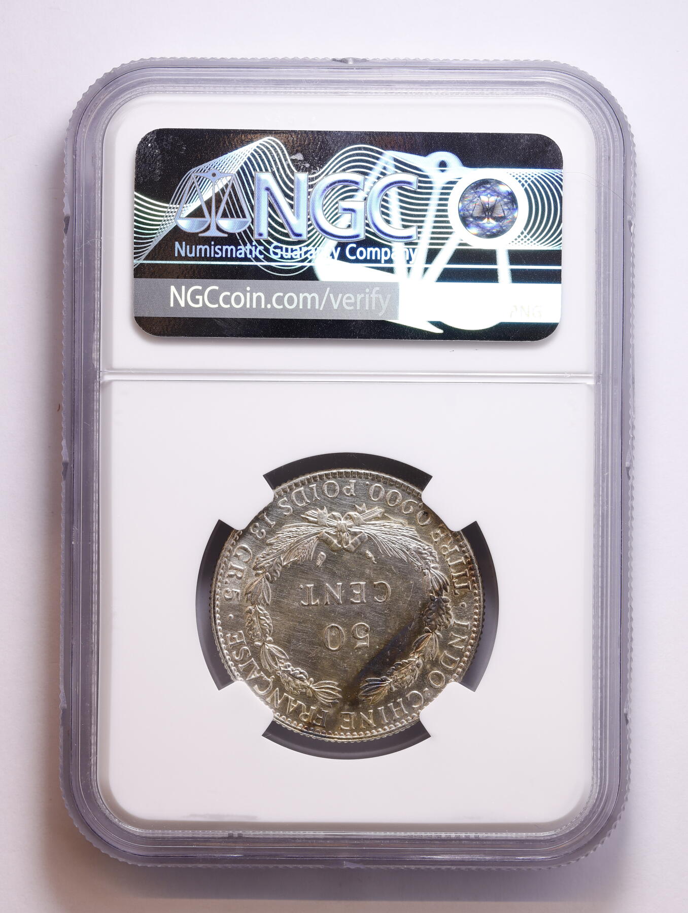 观钱 近现代机制币拍卖No.008（全场顺丰包邮，不区分偏远地区）  1936 年 法属印度支那 50 分银币（坐洋） NGC UNC Details 1936 年的 50 分银币是法属东南亚的官方主币，也是近代 “贸易银元” 体系中的重要成员