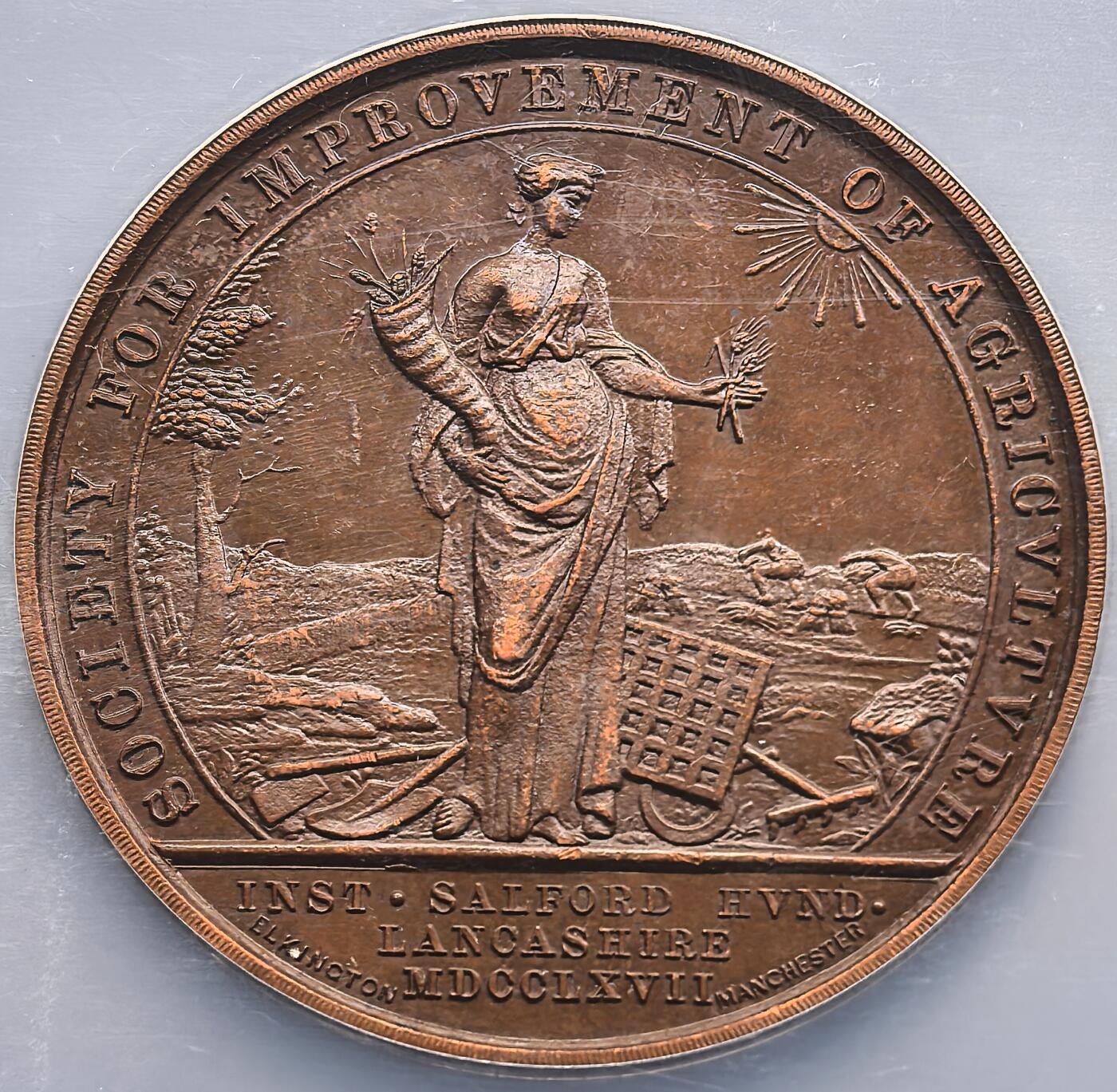 凡希社世界钱币微拍第三百二十二期 1922英国皇家兰开夏郡农业协会纪念铜章NGC-MS63